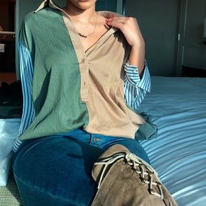 ZARA oversized multicolored button down